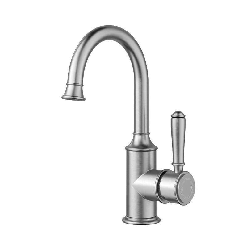 Buy Ikon Clasico Gooseneck Basin Mixer Brushed Nickel HYB868-201BN - MyDeal