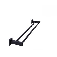 Meir Double Square Towel Rail 600mm Matte Black MR01