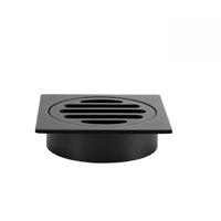Meir Floor Grate 80mm Square Short Neck Matte Black MP06-80