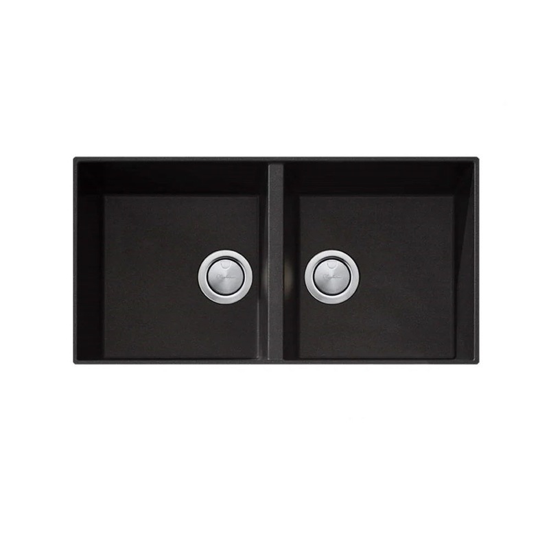 Buy Oliveri Kitchen Package (Santorini Black Double Bowl 860x435mm Sink
