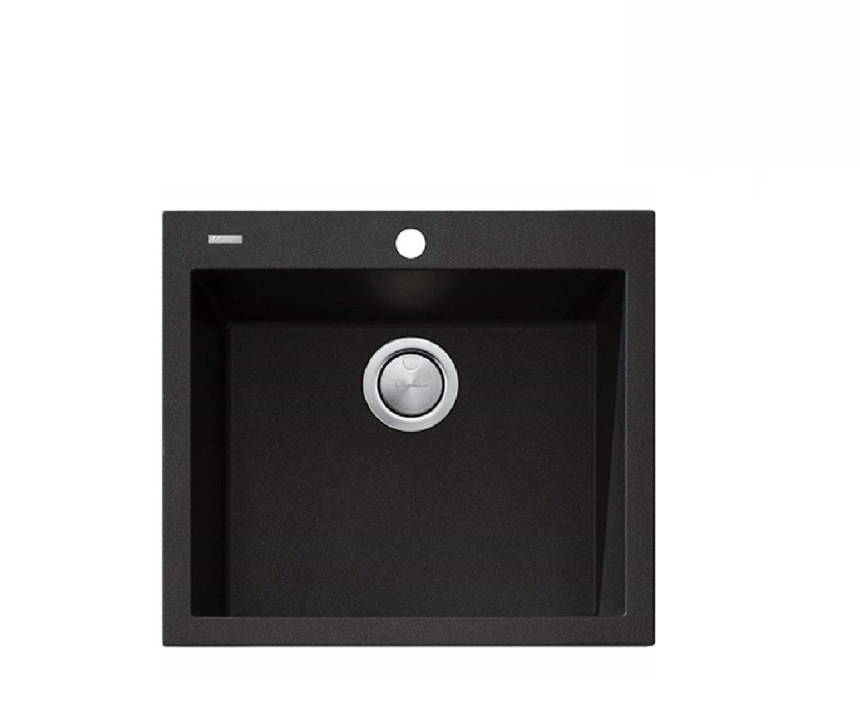 Oliveri Santorini Black Large Bowl 560x500mm Inset Sink (One Taphole) ST-BL1551