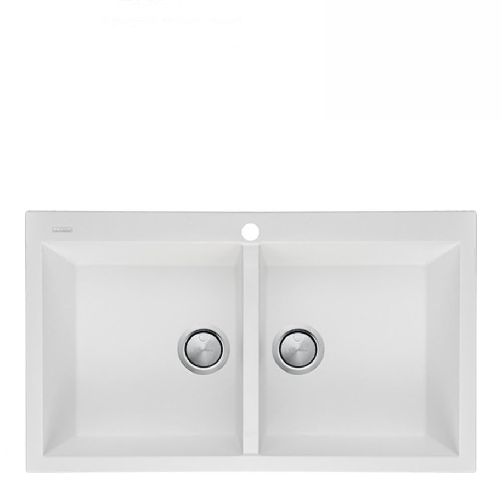 Oliveri Santorini Sink Double Bowl 860 x 510mm Top Mount White (One Taphole) ST-WH1564
