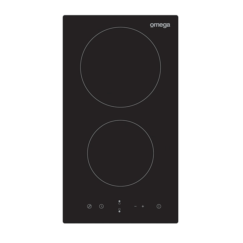 Buy Omega Cooktop 30cm 2 zone ceramic hob, frameless black glass, touch