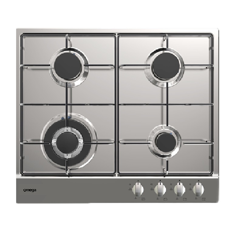 Buy Omega Cooktop 60cm, 4 burner Gas hob (wok), Stainless Steel OCG60X