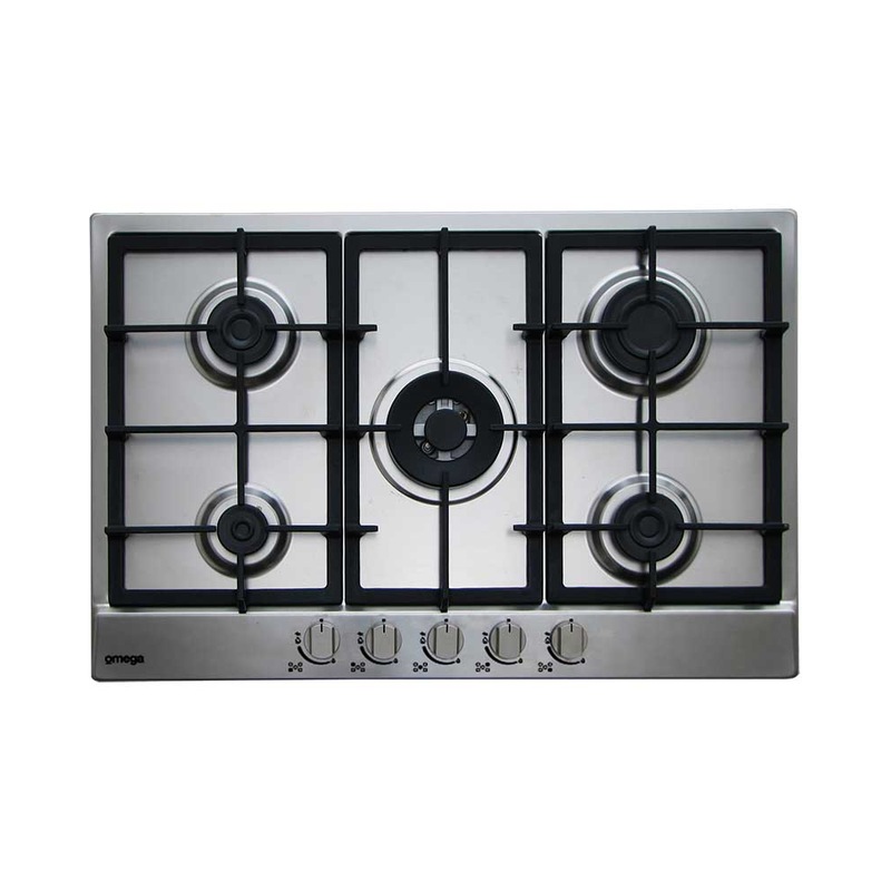 Buy Omega Cooktop 75cm gas cooktop, 5 burners, Stainless Steel OCG755FX