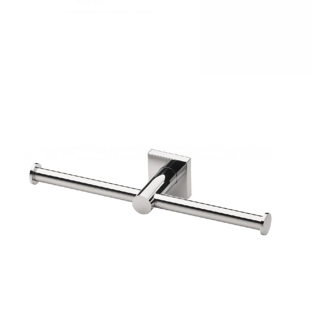 Phoenix Radii Double Toilet Roll Holder Square Plate Chrome RS891 CHR