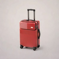 Slab 20" 360° Spinner Wheeled Cabin Travel Carry-on Luggage USB Port Access - Red