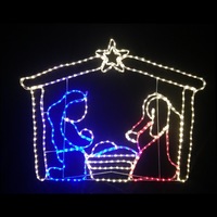 Christmas LED Motif Jesus Birth Mary Joseph in Stable Nativity Scene 125x99cm Outdoor
