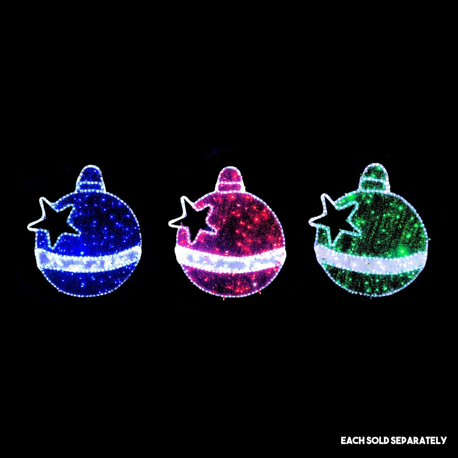 Christmas LED Motif Tinsel Filled Baubles 74x82cm Indoor/Outdoor