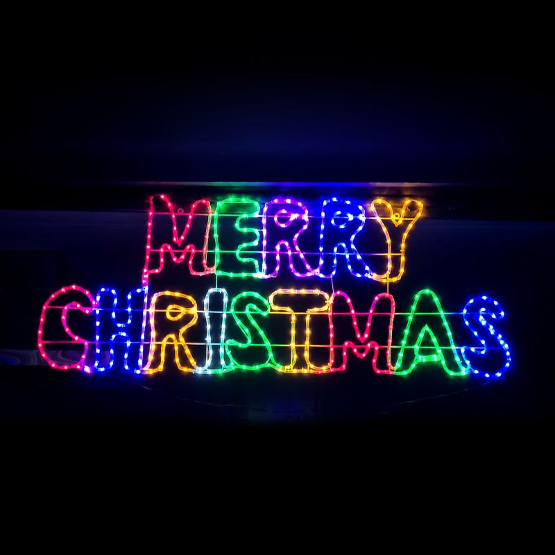 Buy Christmas LED Motif Animated Merry Christmas 160x60cm Rainbow ...