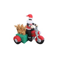 Christmas Inflatable 150cm Cool Santa Riding Trikes with Reindeers LED Lit