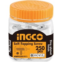 INGCO 250 Pcs 6G Pan Head 19mm Self Tapping Screw Zinc