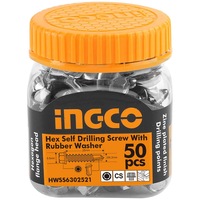 INGCO 50 Pcs 14G Hex Bolt 25mm Self Drilling Screw Zinc
