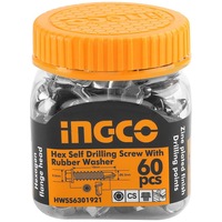 INGCO 60 Pcs 14G Hex Bolt 19mm Self Drilling Screw Zinc