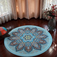 Large Round Patterned Yoga Mat 3mm Thickness Natural Rubber Base 140cm