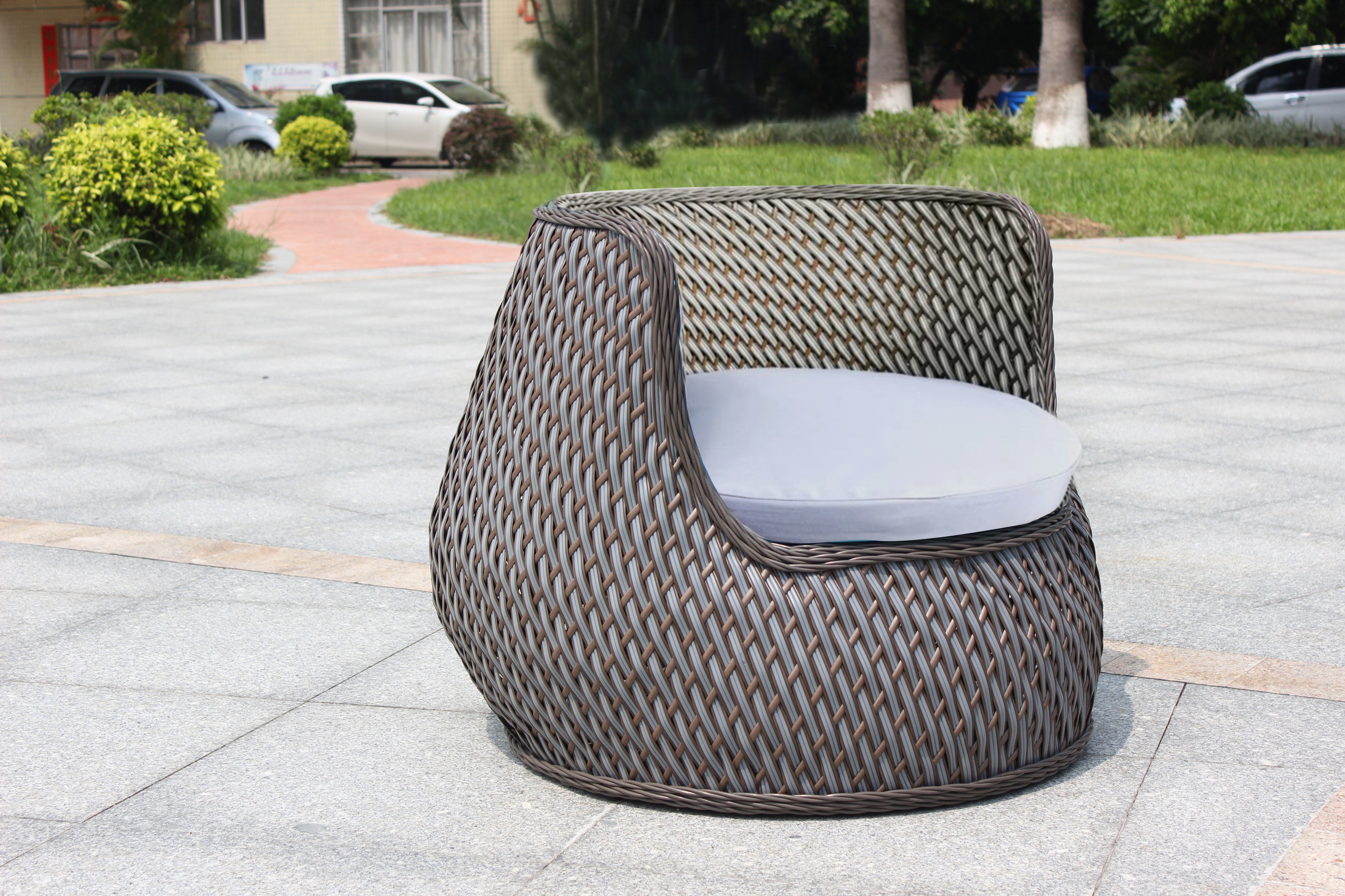 cushioned wicker chair