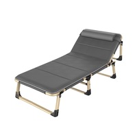 Portable Recliner Folding Bed Single Size Adjustable Head Rest With Sleeping Mat Indoor Camping Use