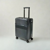 Slab 20" 360° Spinner Wheeled Cabin Travel Carry-on Luggage USB Port Access - Black