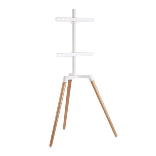 Brateck Pastel Easel Studio TV Floor Tripod Stand For Most 50''-65'' Flat Panel TVs -- Matte White & Beech