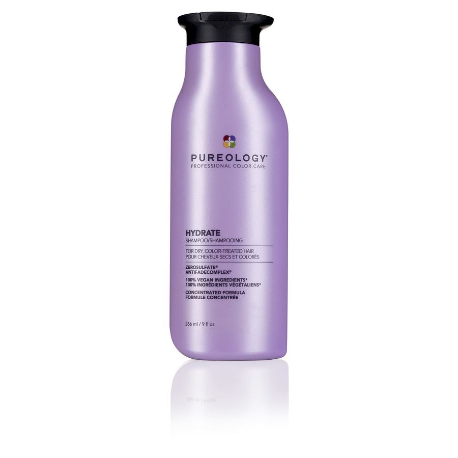 Pureology Hydrate Shampoo deeply hydrates normal to thick dry, color-treated hair.