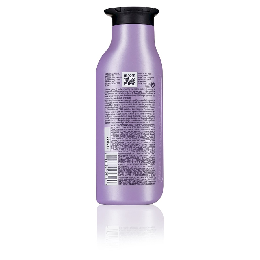 Pureology Hydrate Shampoo deeply hydrates normal to thick dry, color-treated hair.