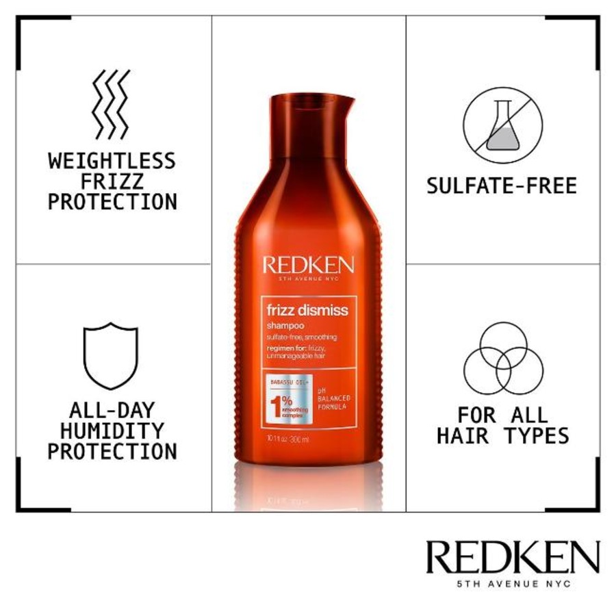 Redken Frizz Dismiss Shampoo 300ml for humidity protection and Smoothing