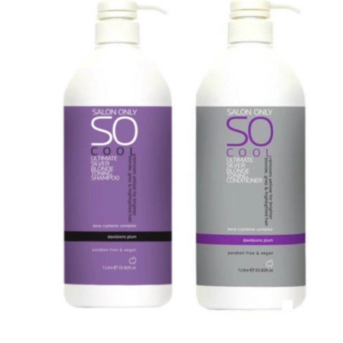 Salon Only SO Cool Ultimate Silver Blonde Toning Shampoo and Conditioner 1lt Duo