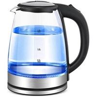 2.L Clear Glass Cordless Kettle Electric Blue Led Light Automatic 360 Jug