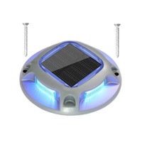 2x Blue White LED Solar Pathway Light Outdoor Road Dock Deck Step Driveway Lamp