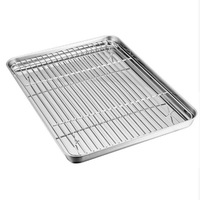 Stainless Steel Baking Pan w/ Rack Roasting Tray Oven Sheet Dish