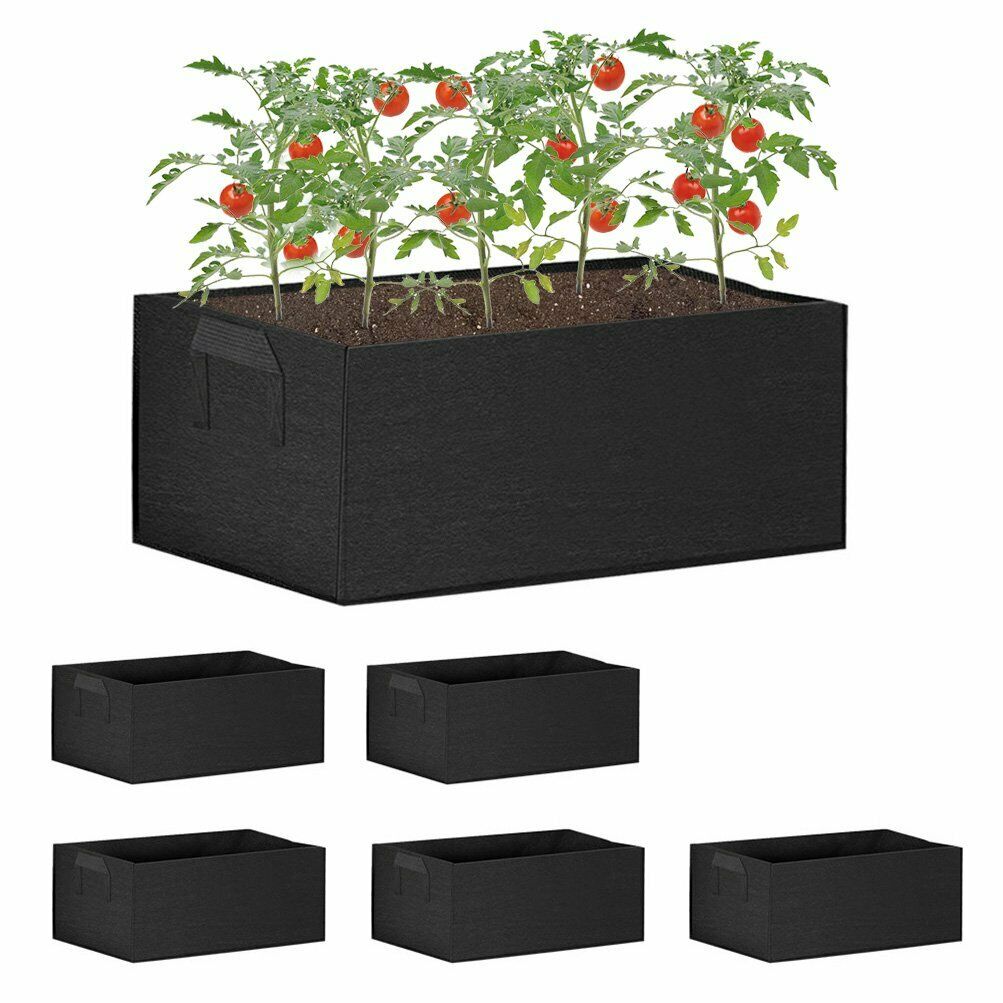 5 PACK Rectangle Grow Bag Non-woven Fabric Plant Pot Vegetable breathable