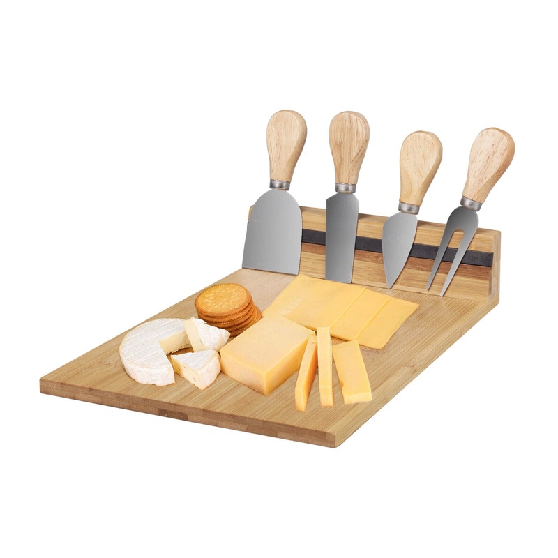 Buy Bamboo Cheese Board Wooden Cutting Chopping Boards Knives Set Xmas MyDeal