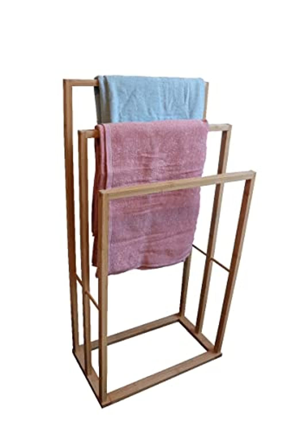 Bamboo Towel Bar Holder Rack 3-Tier Freestanding for Bathroom Towel Racks