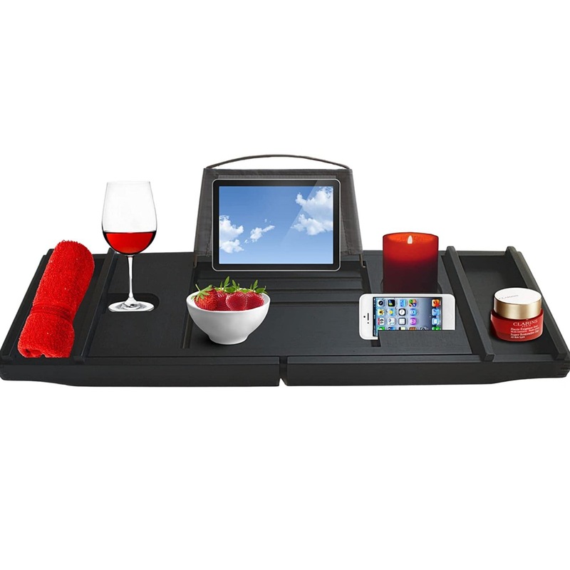 Buy Bath Caddy Tray for Bathtub Deluxe Expandable Bamboo Caddies Bridge