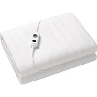 Dual Control Washable Fitted Electric Blanket 3 Heat Setting Safety Overheat Protection Machine Washable Underblanket White King Single