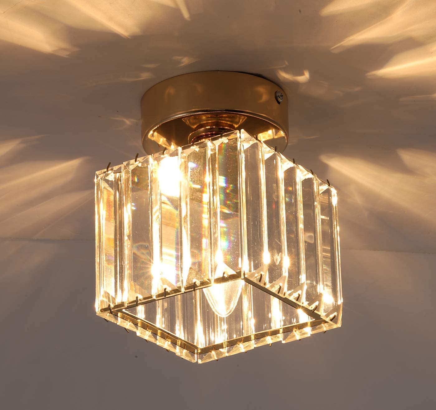 semi flush mount ceiling light crystal