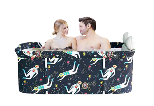 Xi Man Shop Household inflatable bathtub adult double tub soak bath body reclining tub plastic folding bath barrel thick warm inflatable bath barrel Color : Without cover, Size : Electric pump 