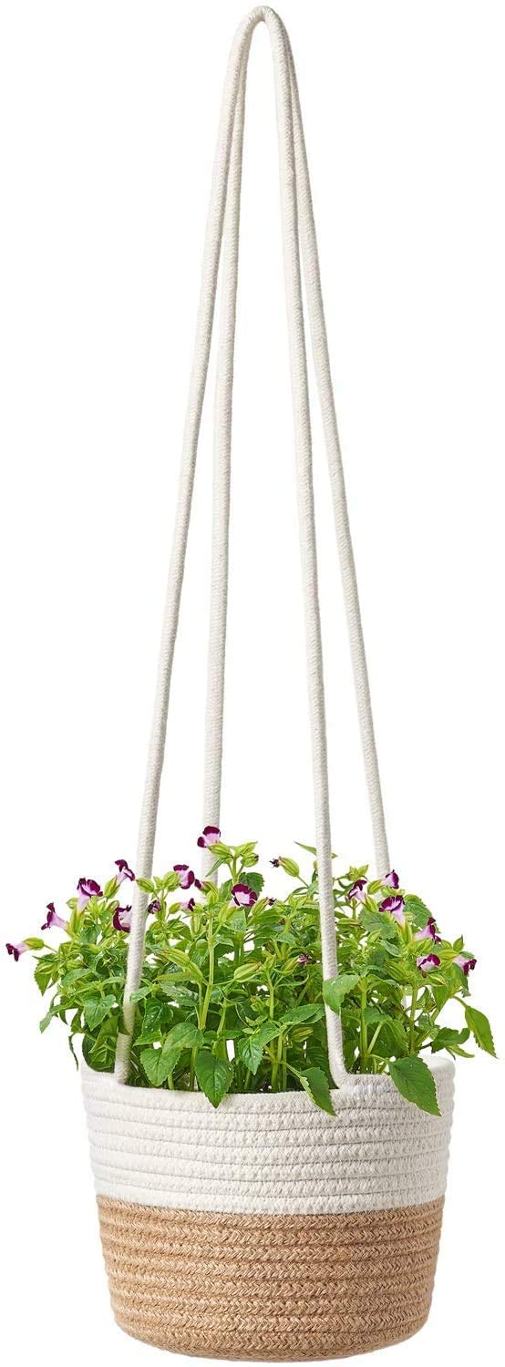 Hanging Planter Basket Set, Eco-Friendly Indoor Outdoor Plant Pots, Flower Pot Cover Natural Color