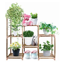 Indoor Outdoor Plant Stand Large 3 Tier 7 Potted Wood plant stand