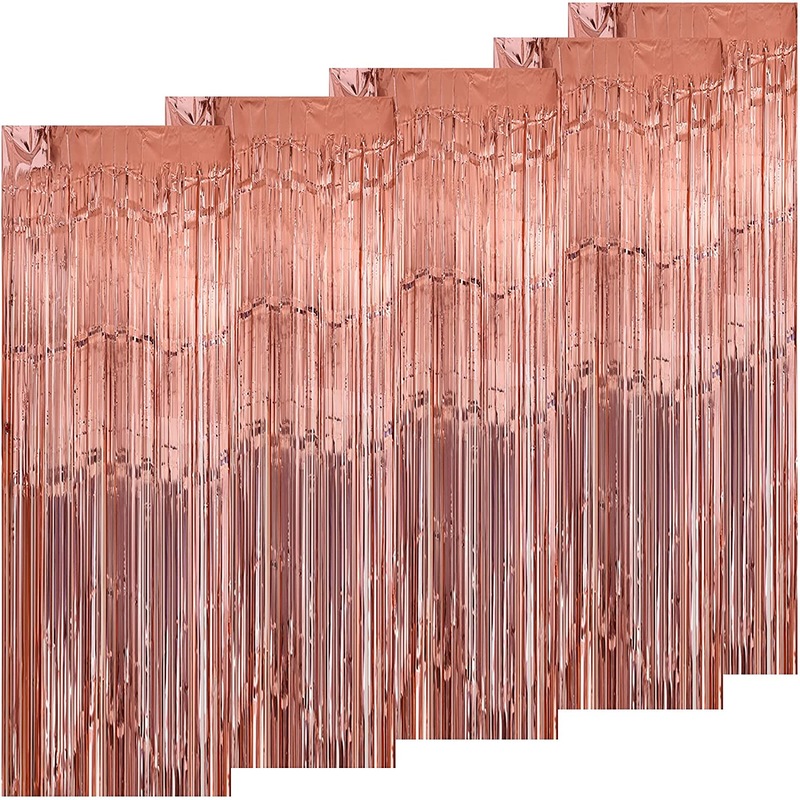 Buy Metallic Tinsel Curtains Rose Gold 5 Packs 3 ft x 10 ft Foil Fringe