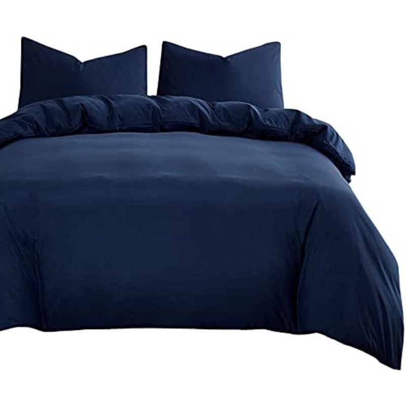 Buy Navy Blue Quilt Cover Set 1000TC Ultra Soft Microfiber Doona Cover Bedding Set (3pcs, Queen