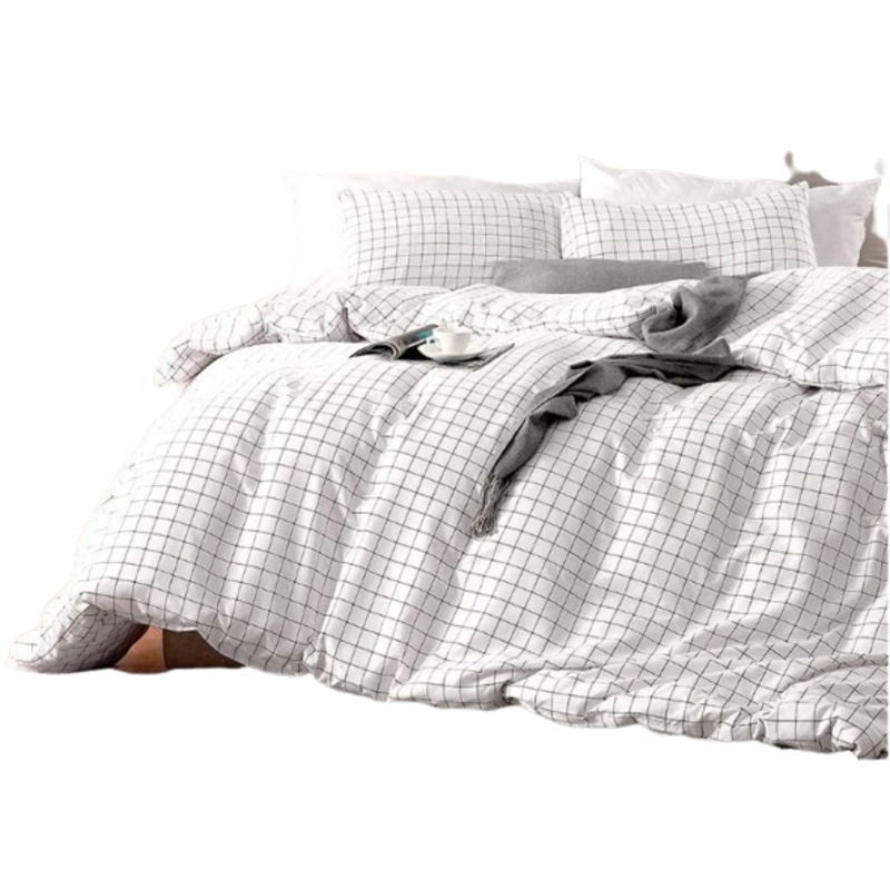 Buy Queen Duvet Cover Set with Zipper Closure Modern Mini Black And White Grid Plaid Checkered