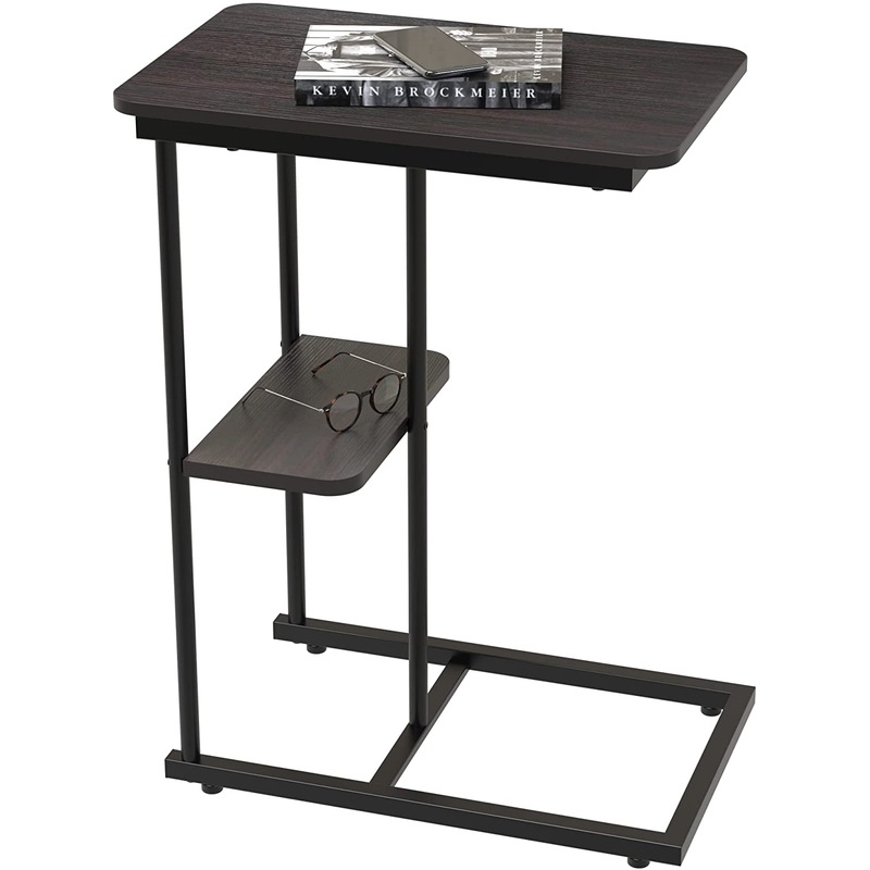 Buy Sofa Side Table, End Snack Wood Finish and Metal Frame, Couch