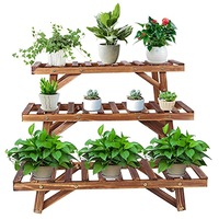 Wood Plant Ladder Bench,3 Tiered Plant Stand Step Planter Indoor Outdoor Plant 3pcs/Set