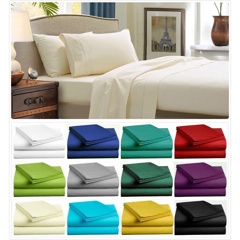 Buy 1000TC Ultra Soft Flat & Fitted Sheet Set Single/Double Queen/King/Super King Size Bed MyDeal
