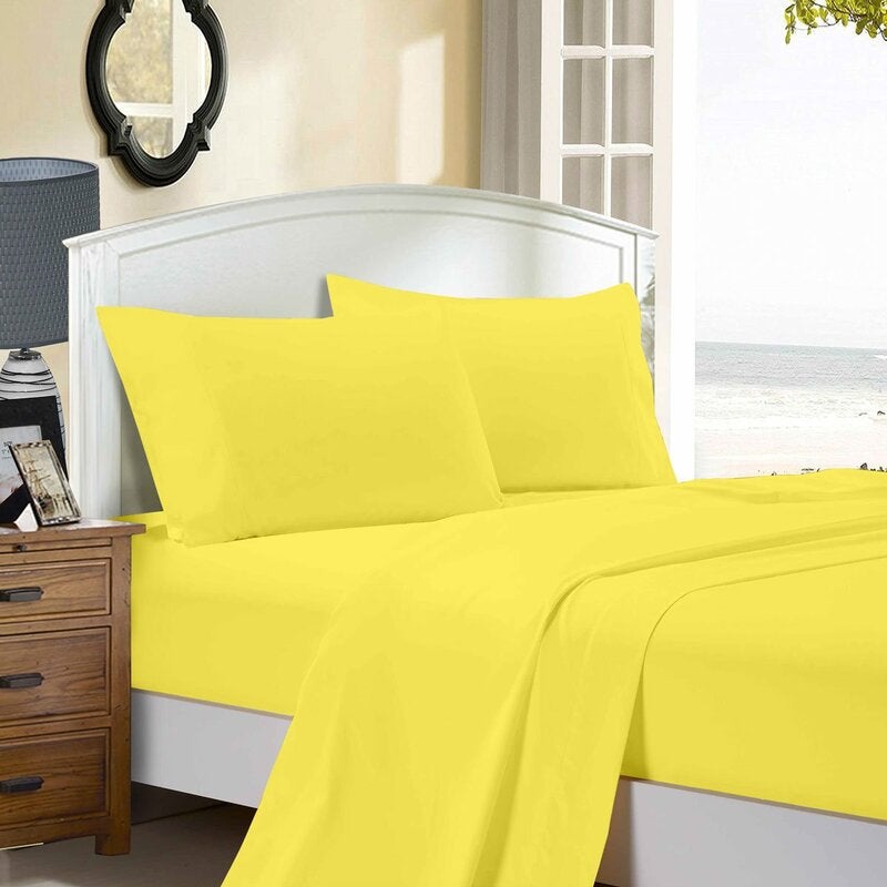 1000TC Ultra Soft Sheet Set (Single/King Single/Double/Queen/King/Super King Size Bed) Yellow