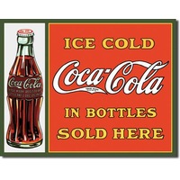 Desperate Enterprises Tin Sign - COKE Sold Here in Bottles - 41 x 32 cm