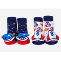 WADDLE Baby Rattle Socks : Space (2 Pack/ 0-12 Mo.) 100715