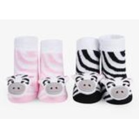 WADDLE Baby Rattle Socks : Zebra (2 Pack/ 0-12 Mo.) 100726