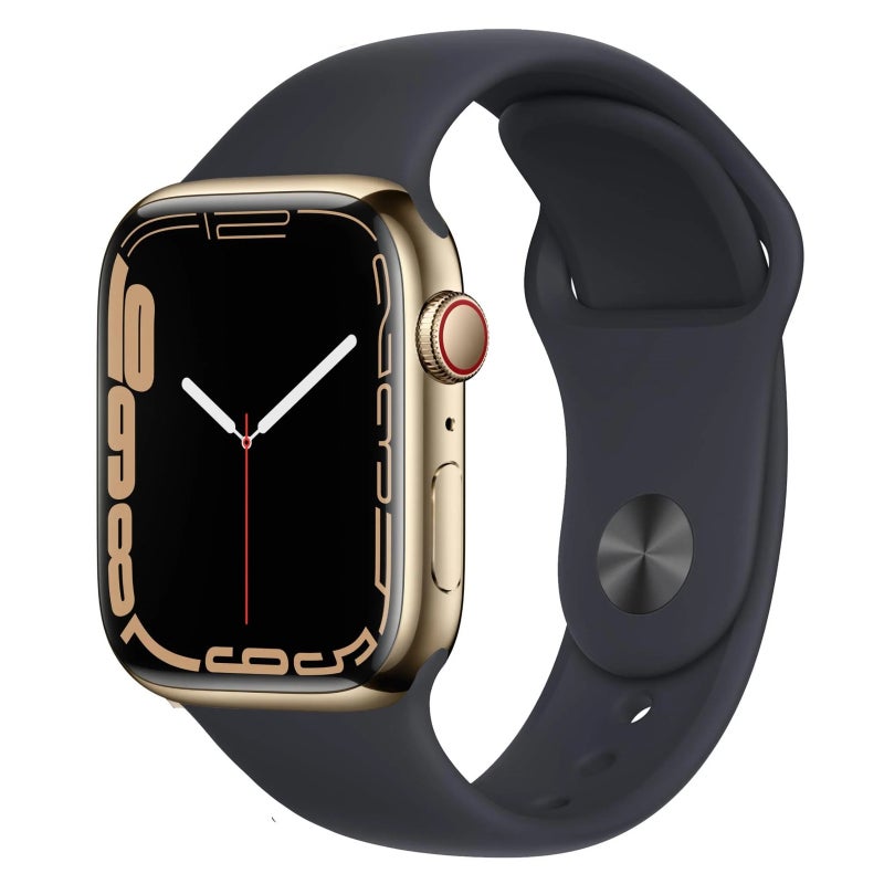 Buy Apple Watch Series 7 (Cellular) 45mm Gold S Steel Black Band Good